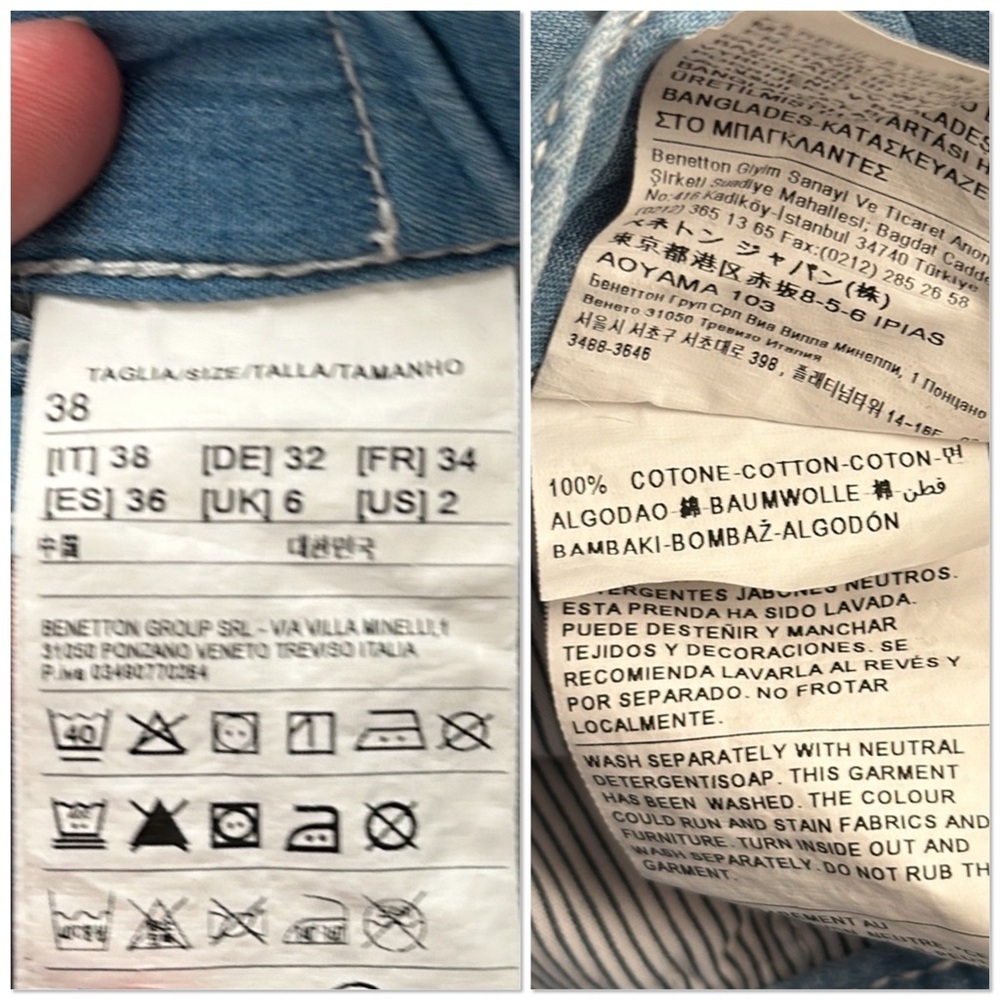 United Colors of Benetton light blue chambray high waisted cargo pants - Picture 13 of 15